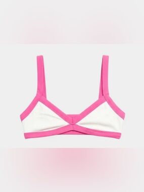 l*space White and Hot Pink Ribbed Bralette